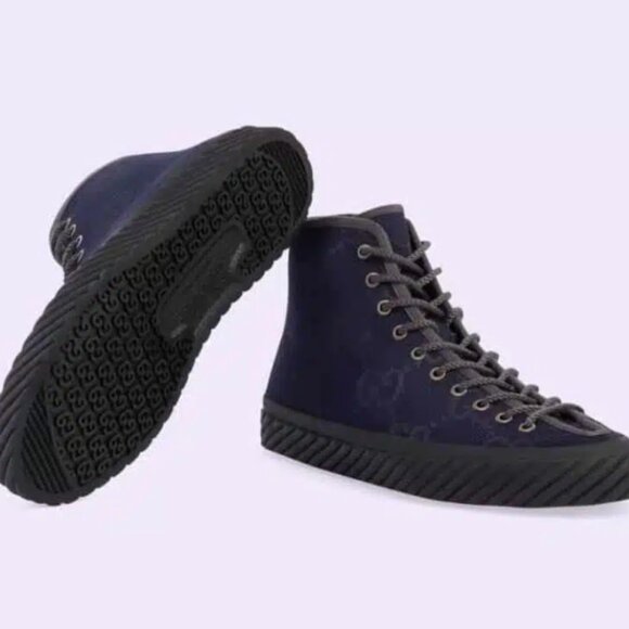 Gucci Macro GG High-Top Sneakers Style Code: 703034 UKOH0 4561 - Picture 1 of 3